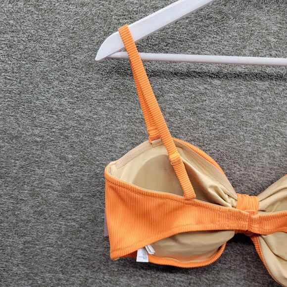 Old Navy Swim Bikini Top Women’s 2X Orange Coral Textured Rib Cinch Front NWT - Picture 5 of 14
